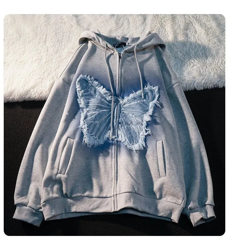 Soft Butterfly Design Hoodie